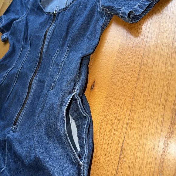 Madewell Dress 2 Blue Denim Zip Front Short Sleeve Mini Pockets Jean Western - Picture 4 of 11